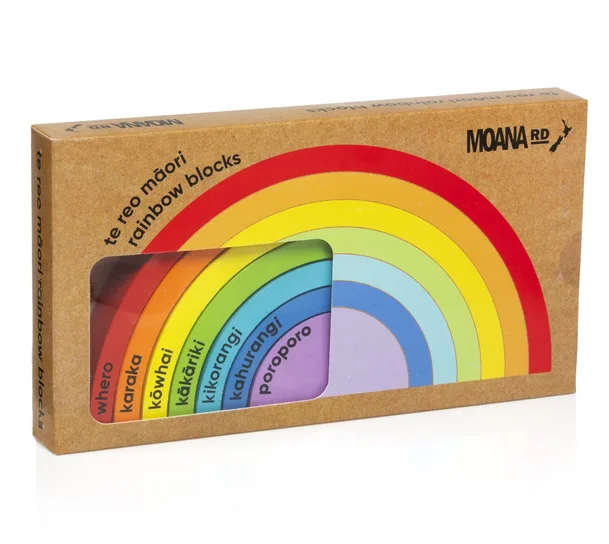 Te Reo Rainbow Blocks Wooden