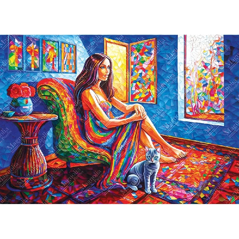 1000pc Woman with Cat Elif Hurdogan Special Edition Jigsaw Puzzle