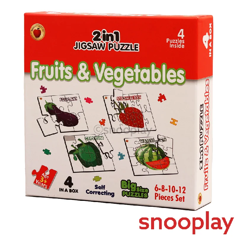 2 in 1 Jigsaw Puzzle Fruits and Vegetables Big Size (36 - PCS)