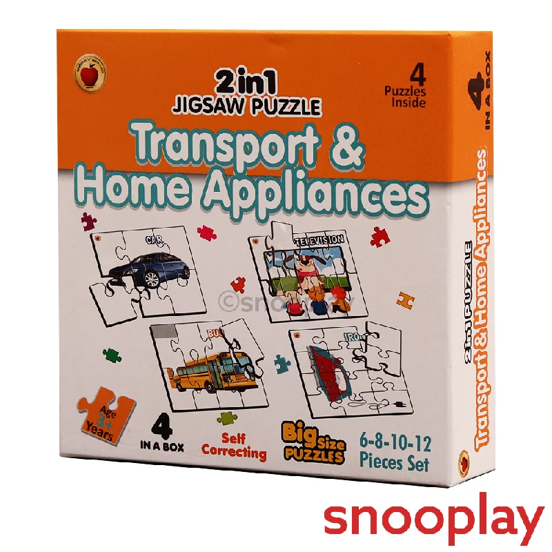 2 in 1 Jigsaw Puzzle Transport & Home Appliances Big Size (36 - PCS)