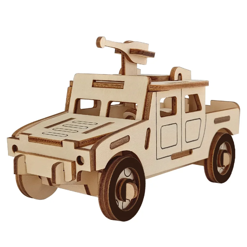 Army Truck Model Kit - Wooden Laser- Cut 3d Puzzle (44 Pcs)