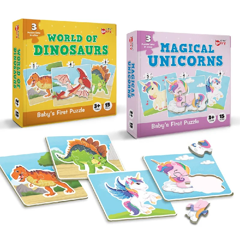 Baby’s First Jigsaw Puzzle World of Dinosaurs and Magical Unicorns (Set of 2) | 30 Pieces