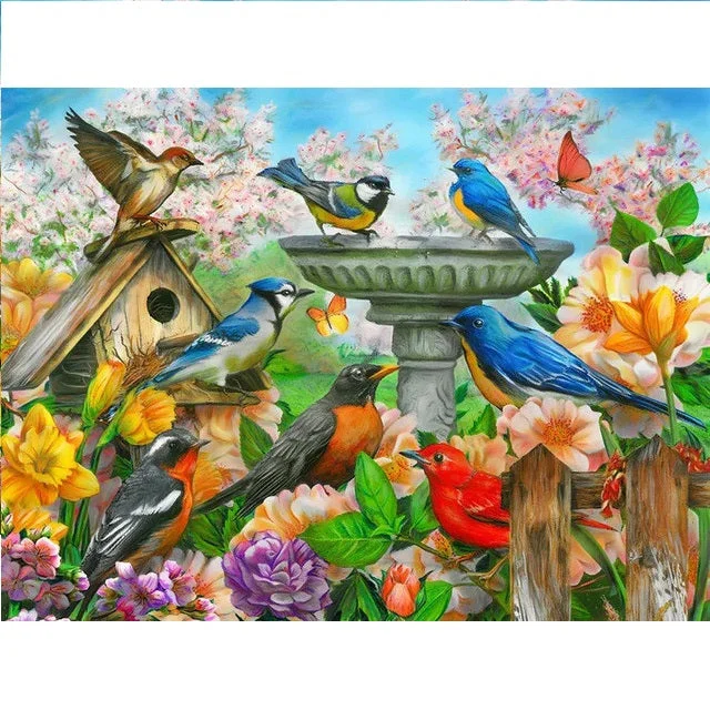 Bird Bath 500 Piece Jigsaw Puzzle