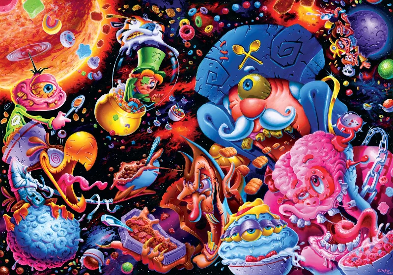 Cosmic Crunch Breakfast Cereal Puzzle By Joe Simko | 1000 Piece Jigsaw Puzzle