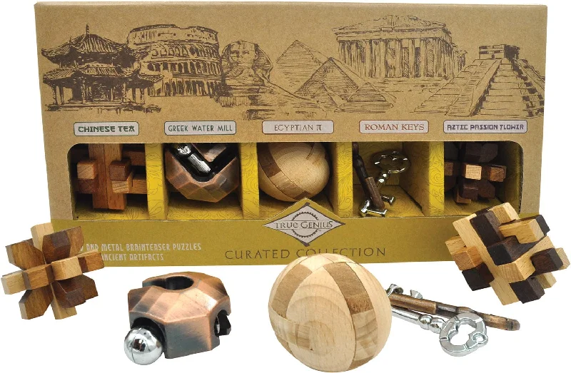 True Genius Wooden Brainteaser Puzzles: Curated Collection