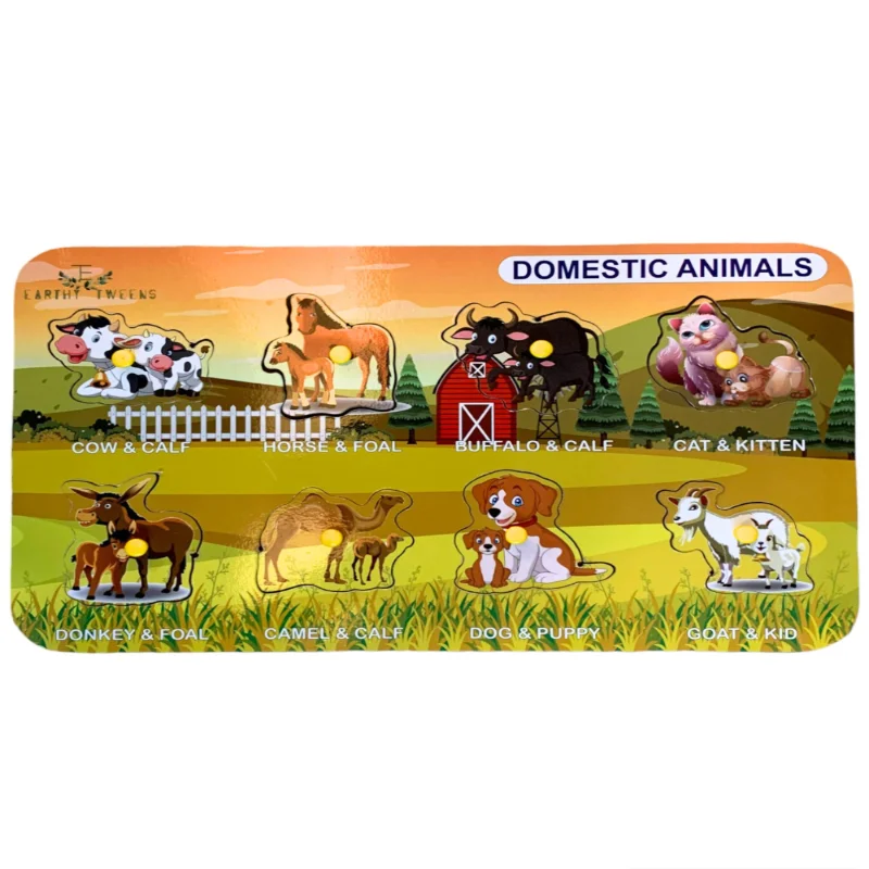 Domestic Animals Wooden Peg Puzzle