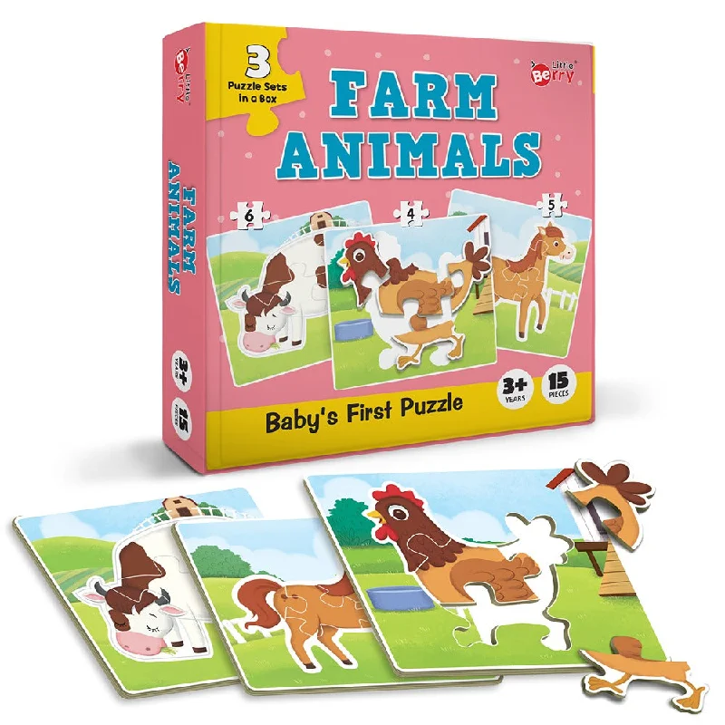 Farm Animals Fun & Educational Jigsaw Puzzle Set (15 Pieces)