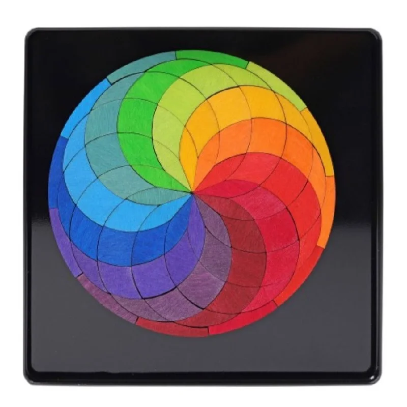 Magnetic Wooden Tile Puzzle - Rainbow Wheel