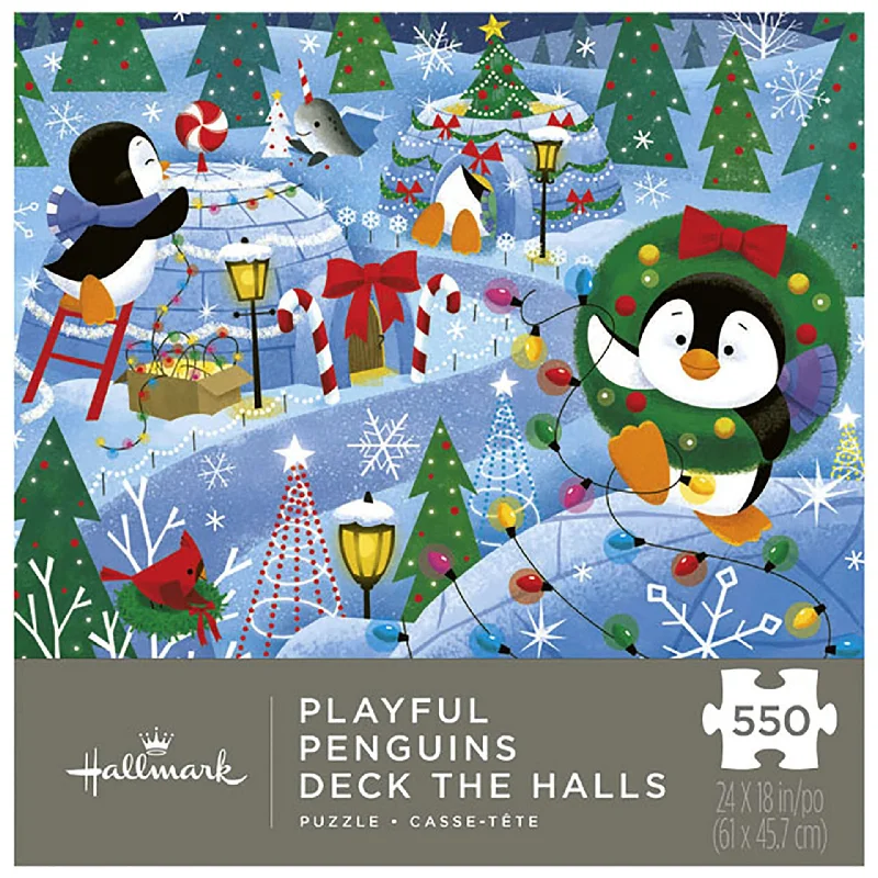 Hallmark Playful Penguins Deck the Halls Jigsaw Puzzle, 550 Pieces