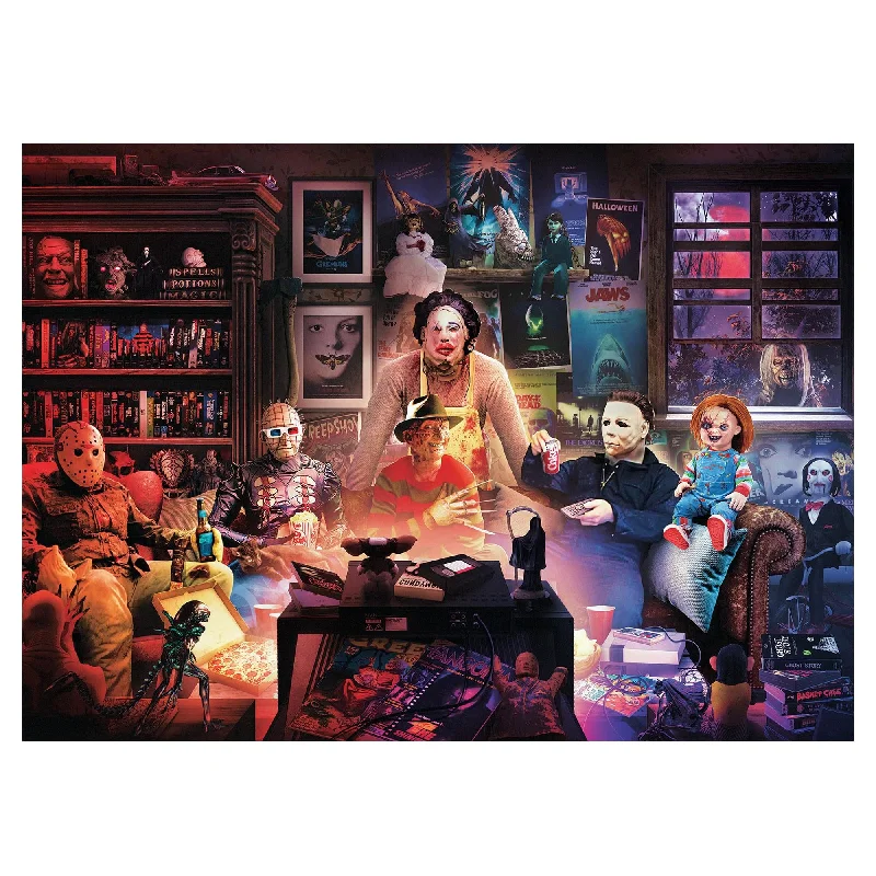 Horror Night Watch Party 1000 Piece Jigsaw Puzzle By Rachid Lotf