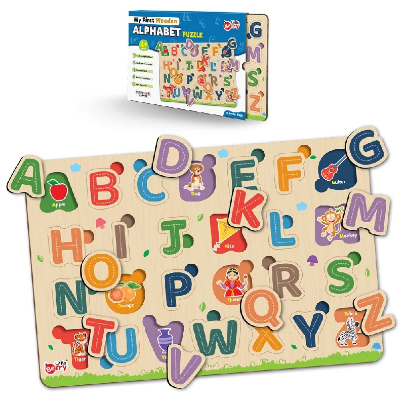 Knob and Peg Wooden Alphabet Letters Puzzle Tray (26 Pegs)