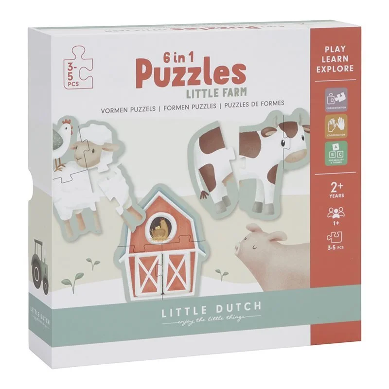 Little Dutch: 6 In 1 Progressive Puzzles - Little Farm