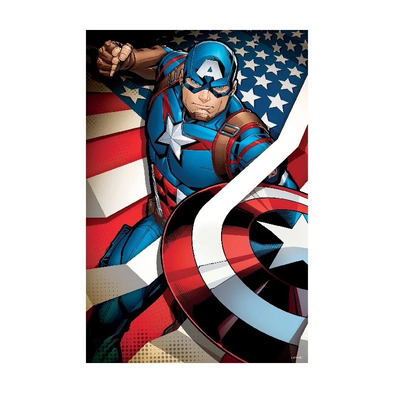 Marvel Avengers - Captain America 3D Lenticular Jigsaw Puzzle in a Collectible Shaped Tin: 300 Pcs