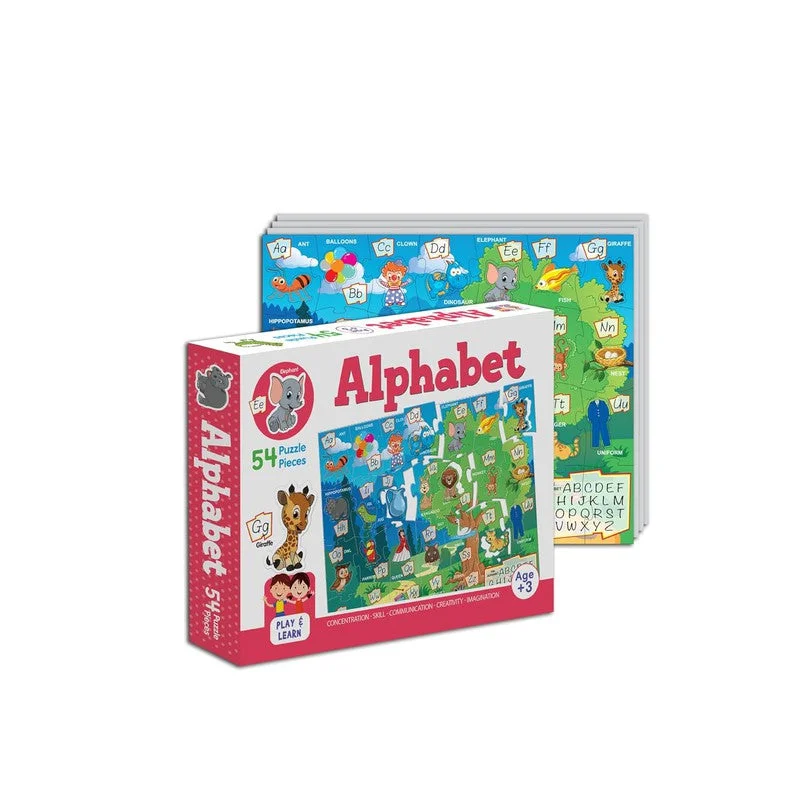 Play And Learn Puzzles: Alphabet- Learn All Alphabets with 54 Jigsaw Puzzle Pieces for Kids