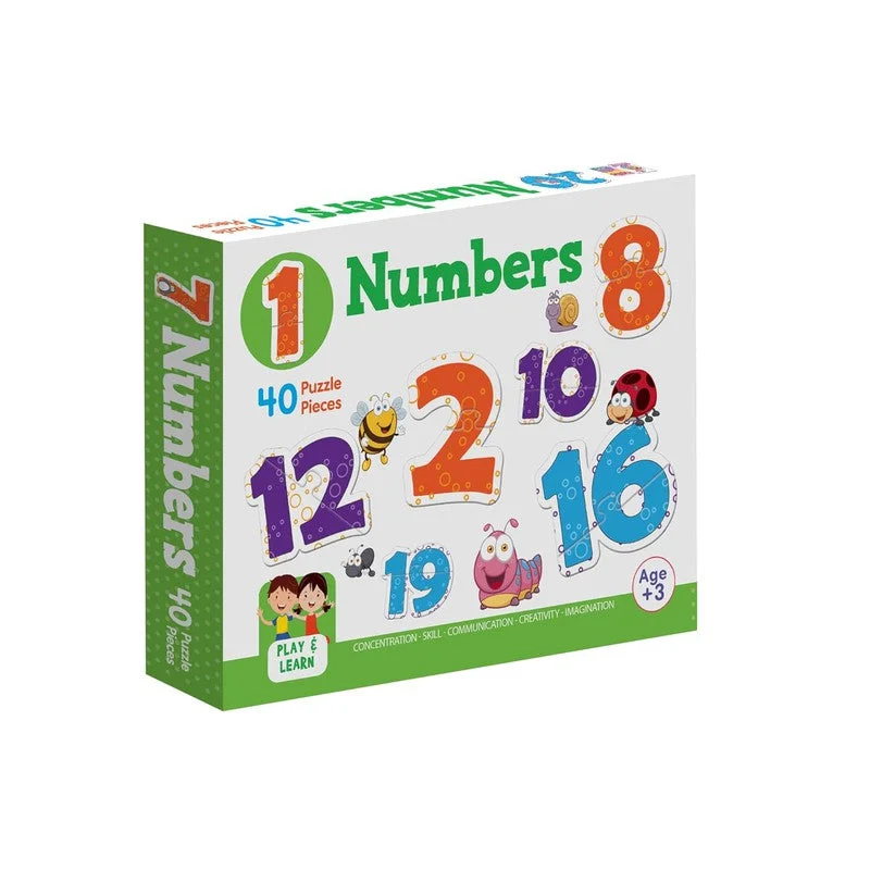 Play And Learn Puzzles: Numbers- Learn Numbers 1 to 20 with 40 Jigsaw Puzzle Pieces for Kids