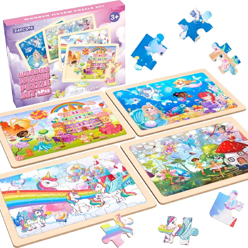 Puzzles For Kids Ages 4 6 Unicorn Mermaid Princess Fairy Wooden Jigsaw Puzz