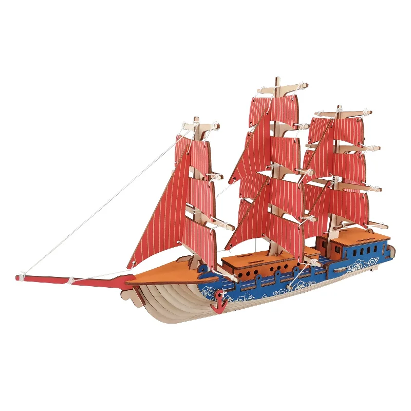 Sailing Ship Model Kit - Wooden Laser-cut 3d Puzzle (77 Pcs)