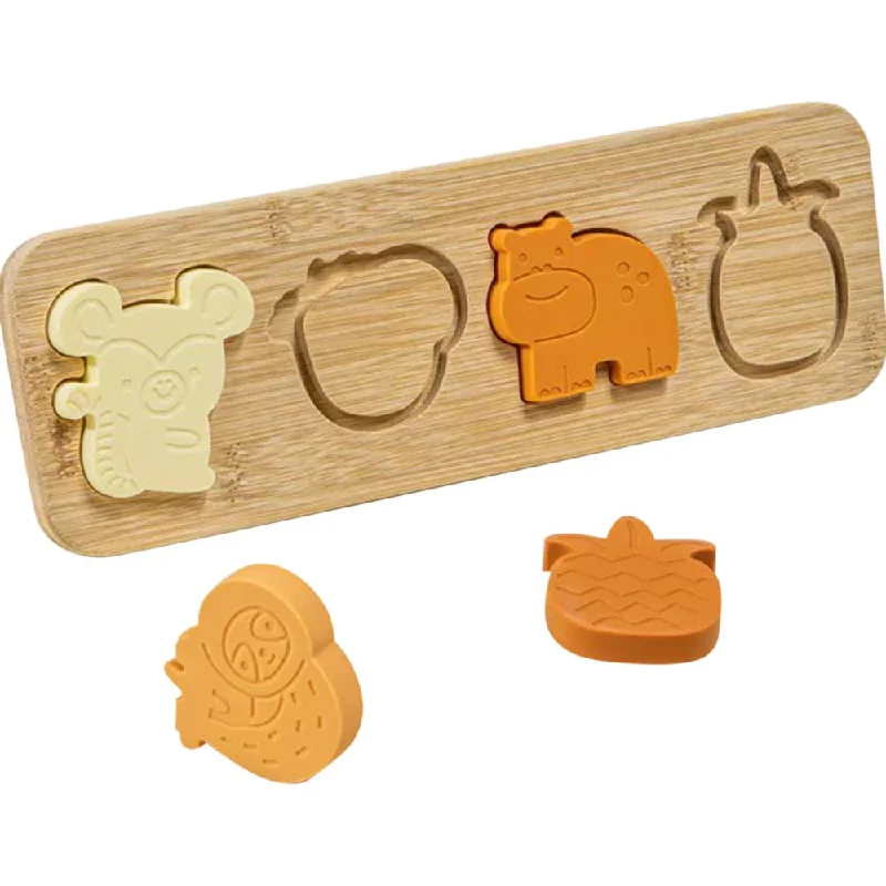 Silicone Puzzle on Wooden Plate - Jungle