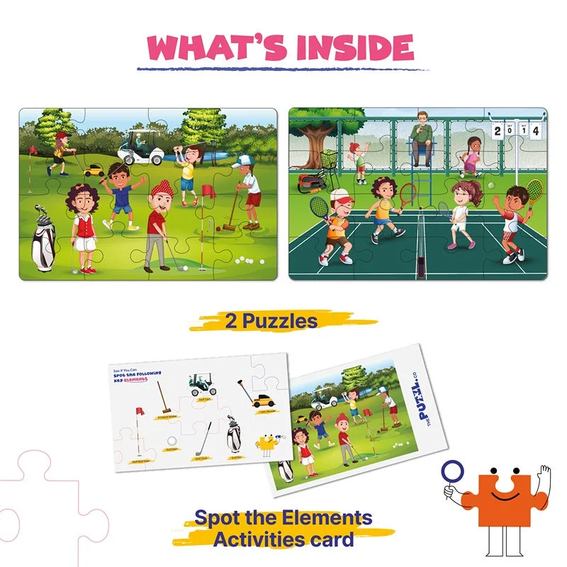 Sports Set of 2 Jigsaw Puzzles - Tennis + Golf