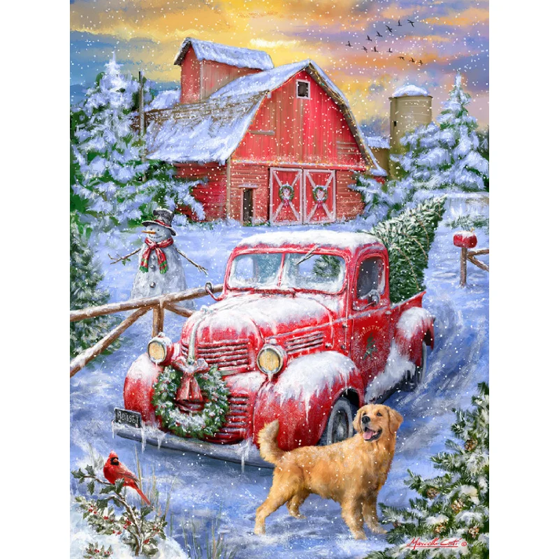 Springbok Holidays on the Farm 500-Piece Christmas Puzzle