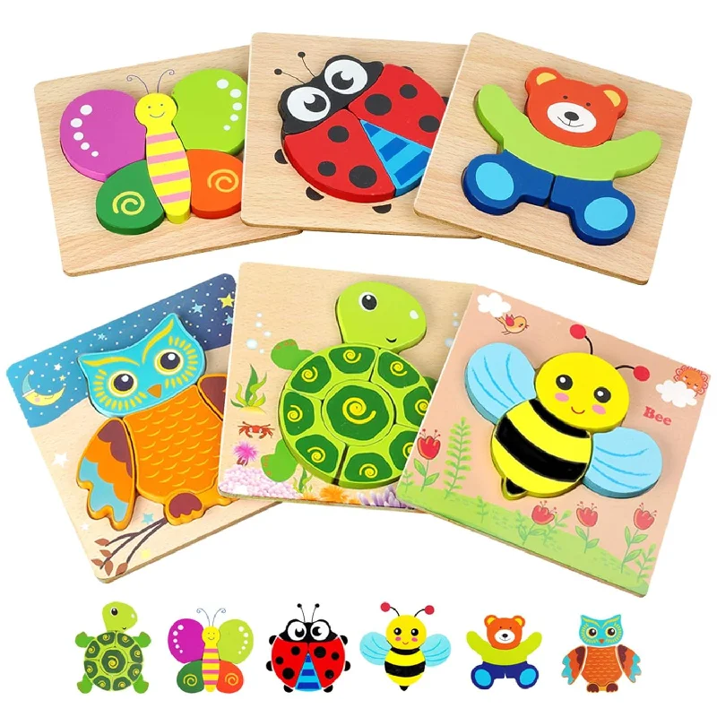 Toddler Puzzles, Wooden Jigsaw Animals Puzzles For 1 2 3 Year Old Girls Boy