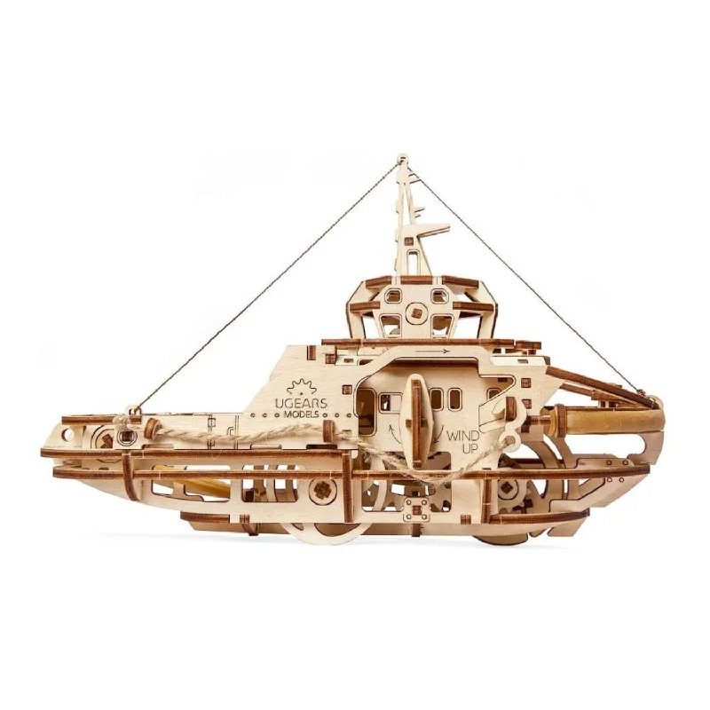 Tugboat 3D Mechanical Wooden Model For Self Assembling, Diy, Brainteaser