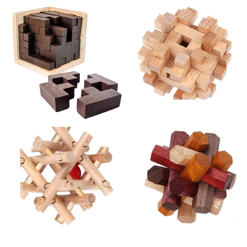 Ultimate Puzzle Set: Original 3D Wooden Brain Teaser & 3D Puzzles Brain Games