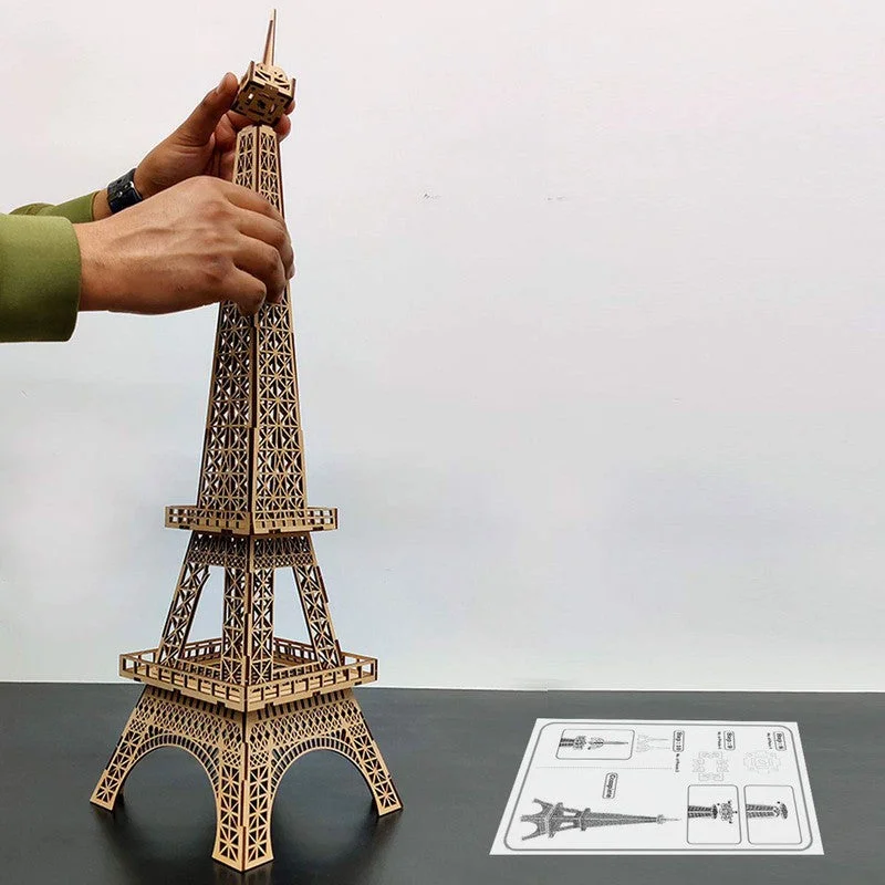 3D Wooden Craft Eiffel Tower Model Kit Puzzle Toy, 29 Pcs