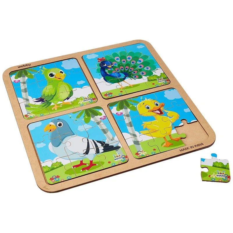 4 In 1 Wooden Birds Puzzle Toy, 36 Pcs