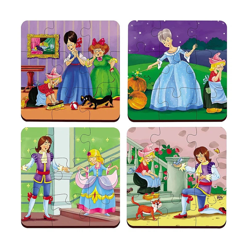 4 In 1 Wooden Cinderella Puzzle Toy, 36 Pcs