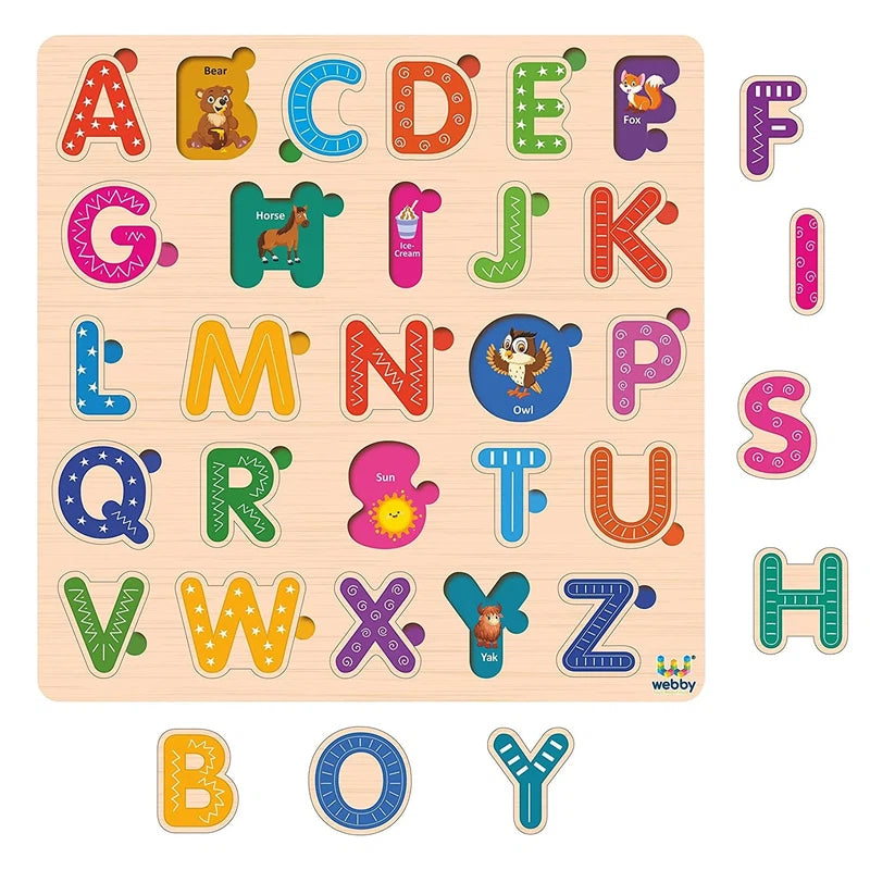 Wooden Alphabets Montessori Educational Pre-School Puzzle Toy for 2+ Years Kid