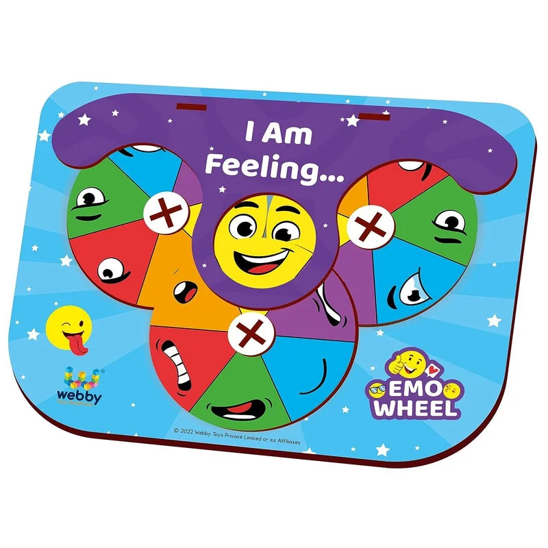 Wooden Emotion Wheel - Rotate The Wheel and Show Your Emotion, Learning Toy for Kids