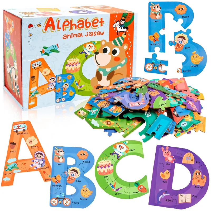 Wooden Alphabet Puzzles for Toddlers Ages 3+,Montessori Preschool Learning