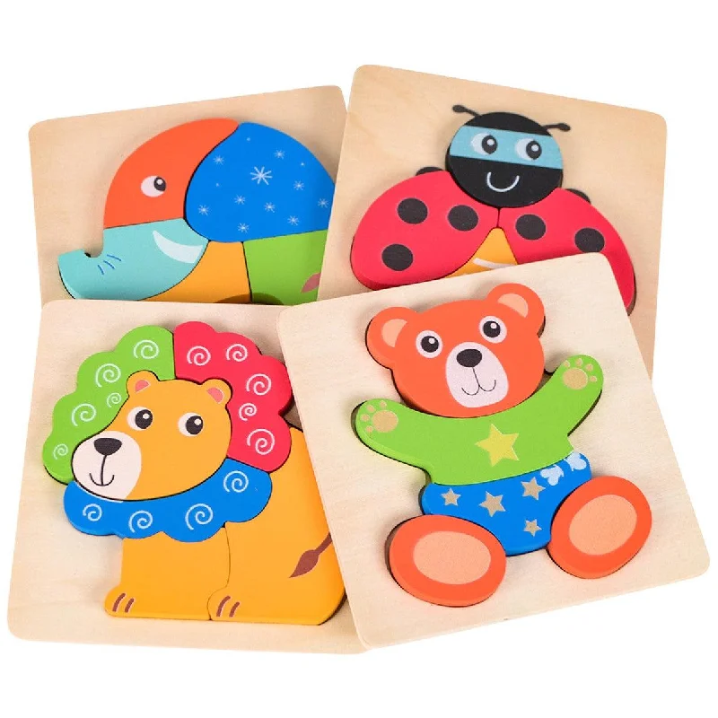 Wooden Animal Chunky Puzzle - Set of 4