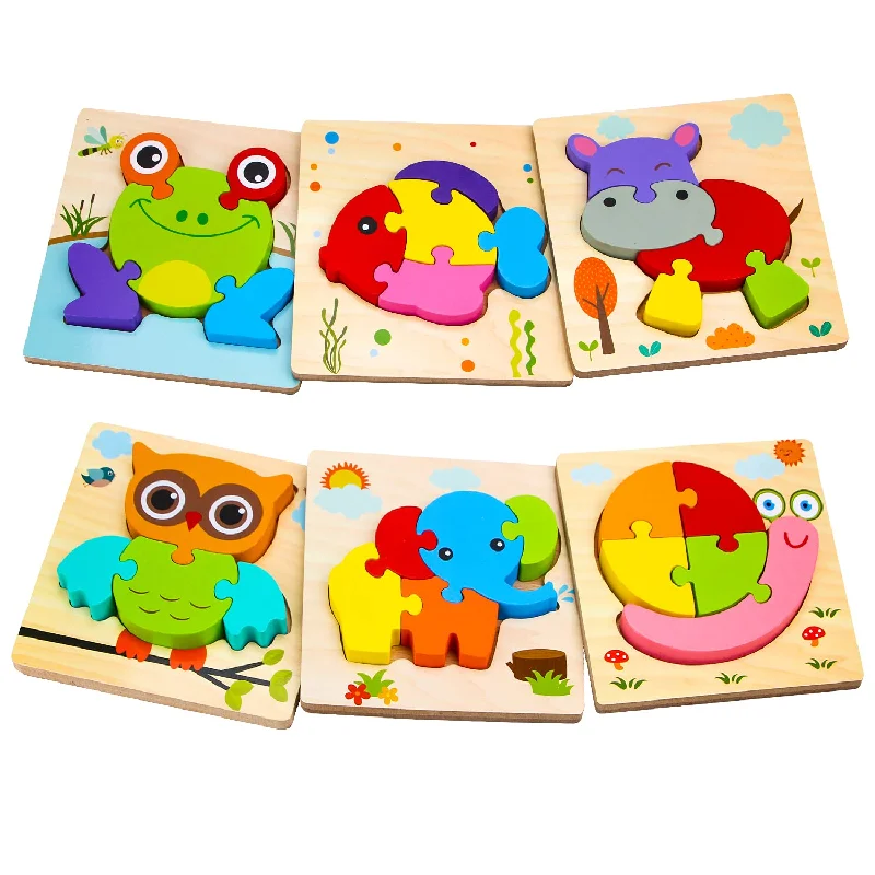 Wooden Animal Puzzles For 1 2 3 Years Old Boys Girls, Toddler Educational D