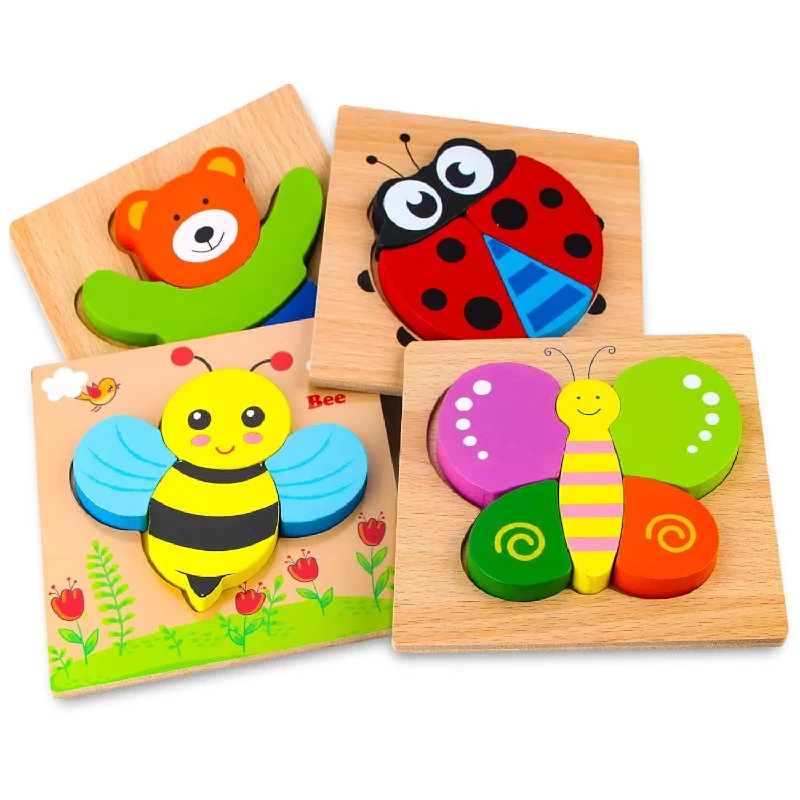 Wooden Animal Puzzles For Toddlers 1 2 3 Years Old, Boys & Girls Educationa