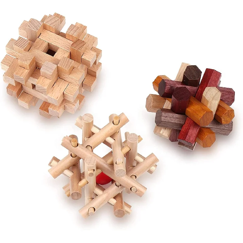 Wooden Brain Teaser Puzzles For Adults & Kids 3D Puzzles Brain Games, Iq, Mind