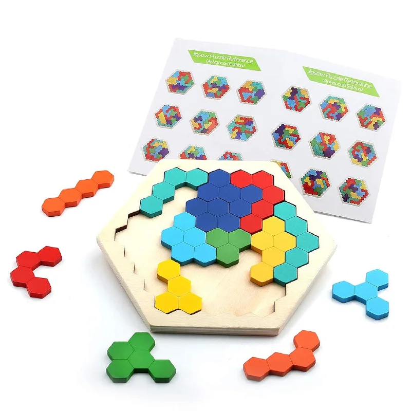 Wooden Brain Teaser Toy For Kids Adults Tangram Jigsaw Intelligence Colorful H