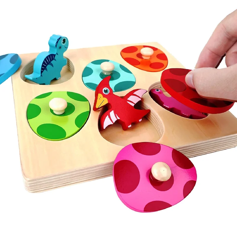 Wooden Dinosaur Puzzle For Toddler 1 3, Montessori Toys For 1 Year Old, Gif