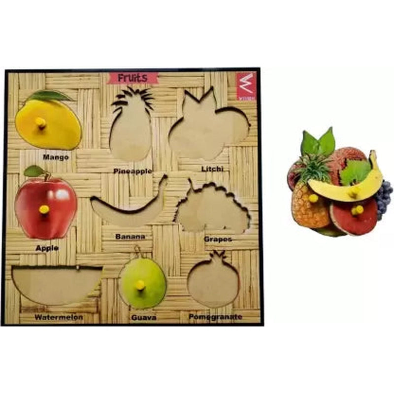 Wooden Fruit Learning Educational Knob Tray (9 Pcs)