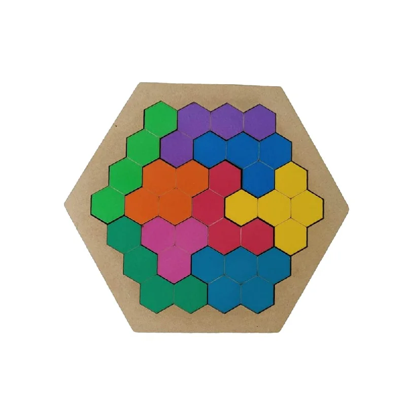 Wooden Hexagonal/Honey Bee Puzzle - Multicolor