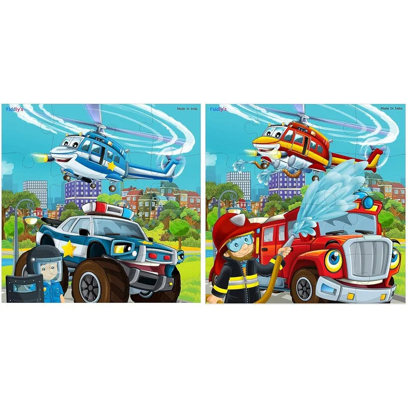 Wooden Jigsaw Floor Puzzle - 16 Pieces (Pack of 2 - Fireman & Policeman)