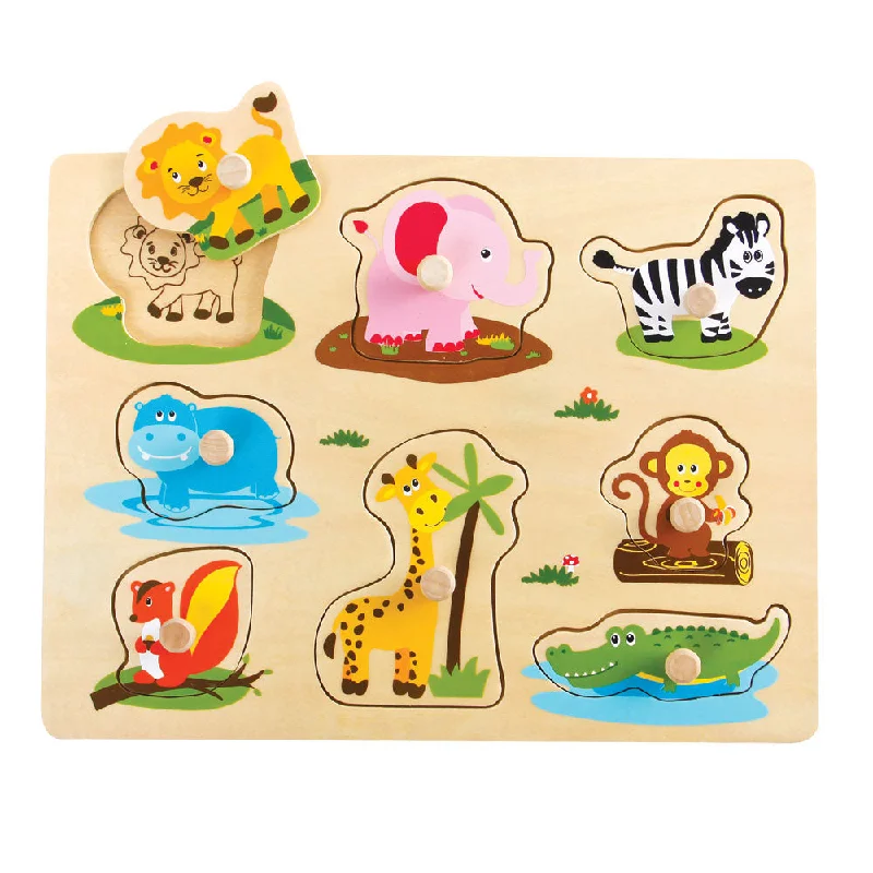 Wooden Safari Animals Peg Puzzle