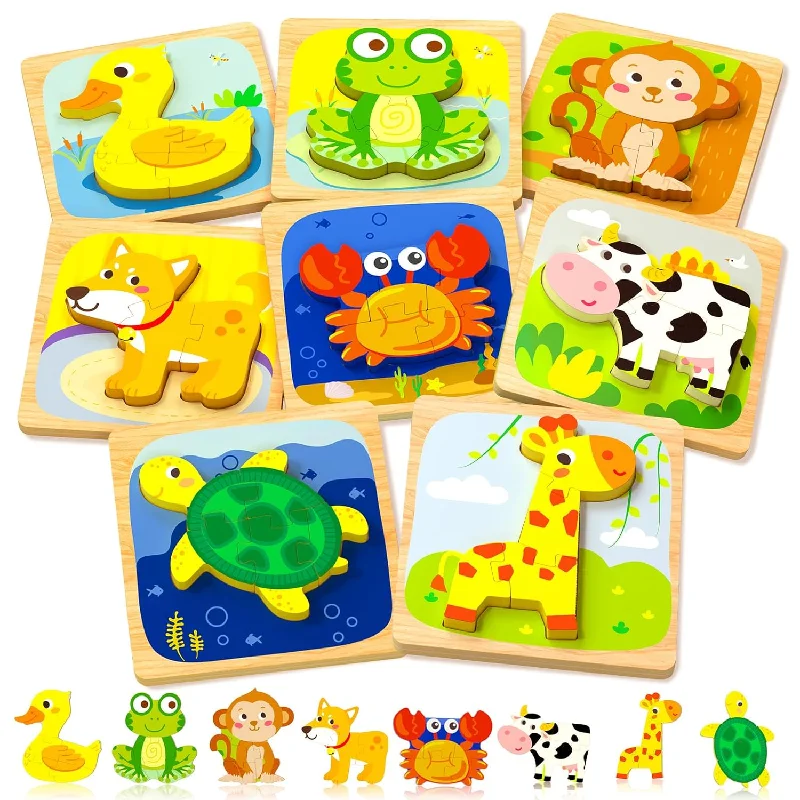 Wooden Toddler Puzzles Montessori Toys For 1 2 3 Year Old Boy Girl Birthday