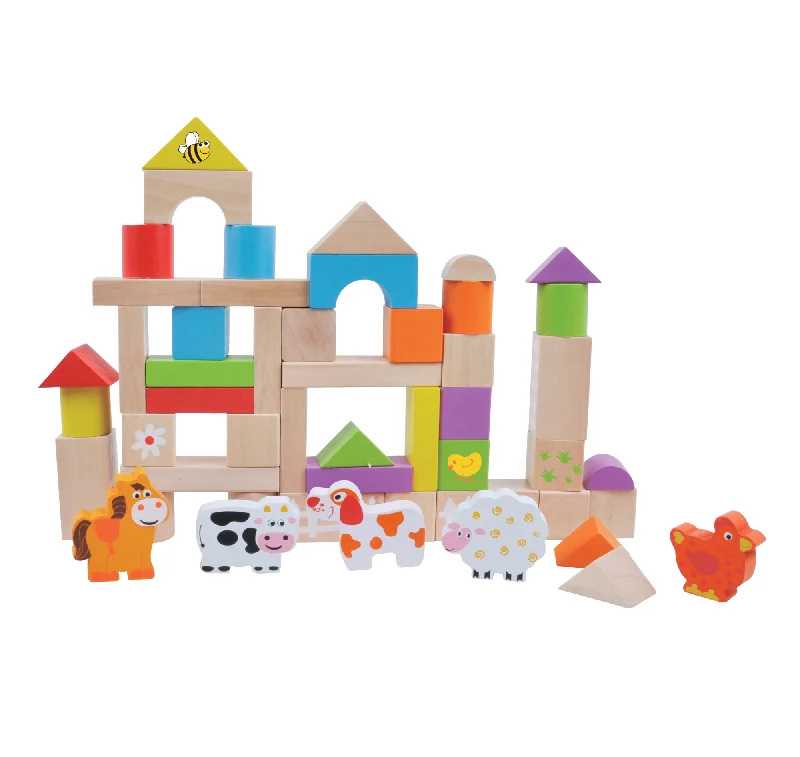 Jumini Wooden Building Blocks Farm 50pc