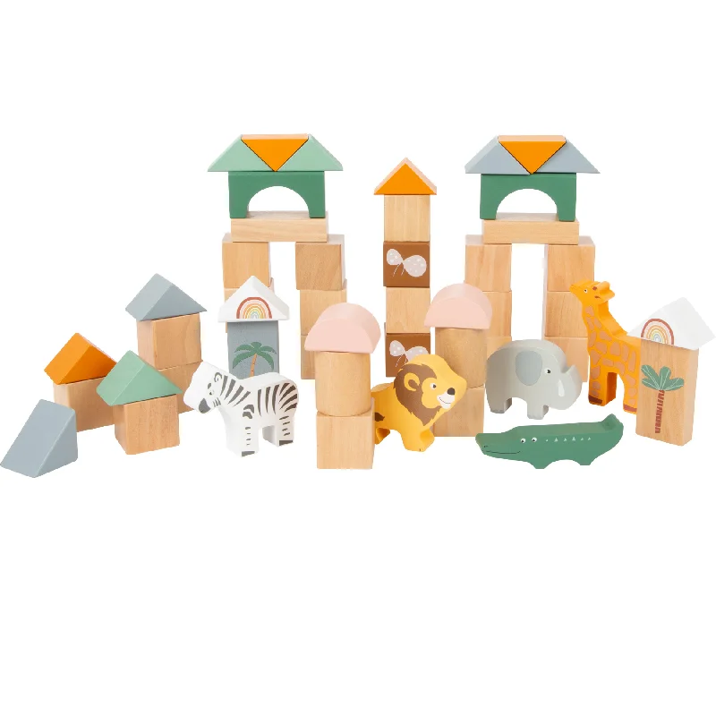 Small Foot Wooden Building Blocks Safari 50 Pc