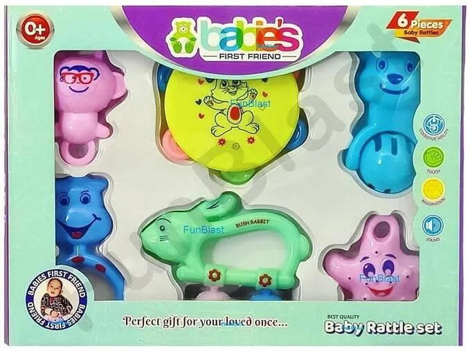 Multispace Babies Rattle in a gift Box best gift for new born baby(set of 6)