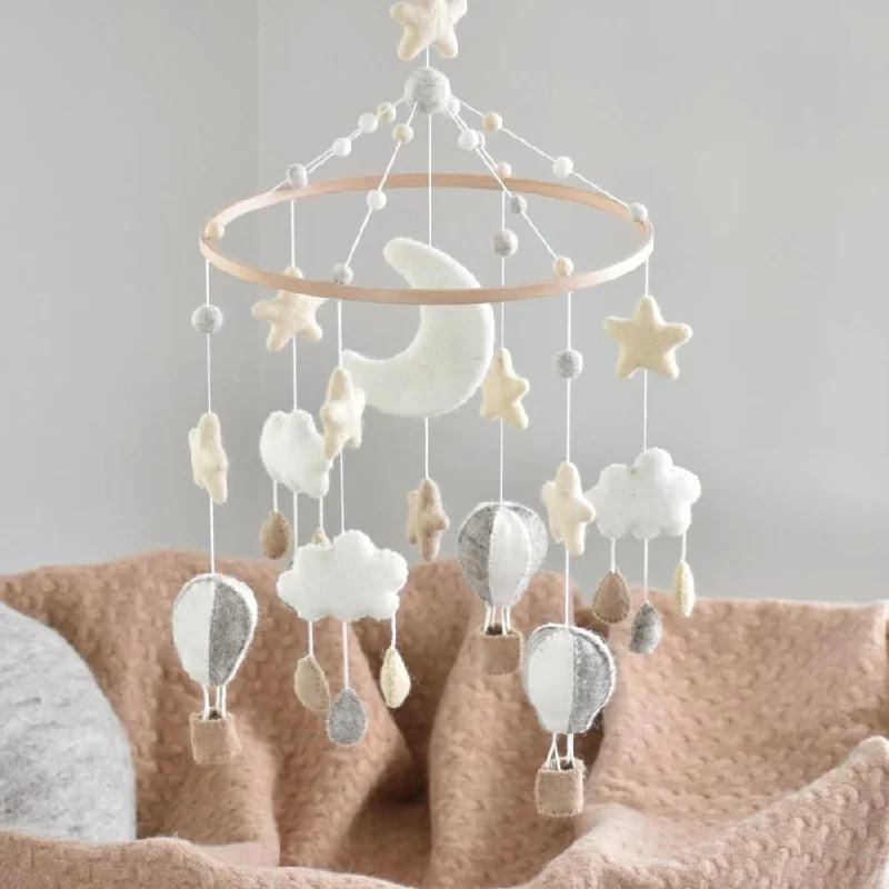 Handmade NZ Wool Baby Mobile - Neutral Hot Air Balloon