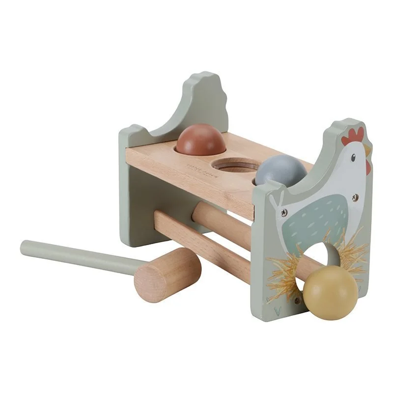 Little Dutch: Wooden Pounding Bench with Rolling Balls - Little Farm