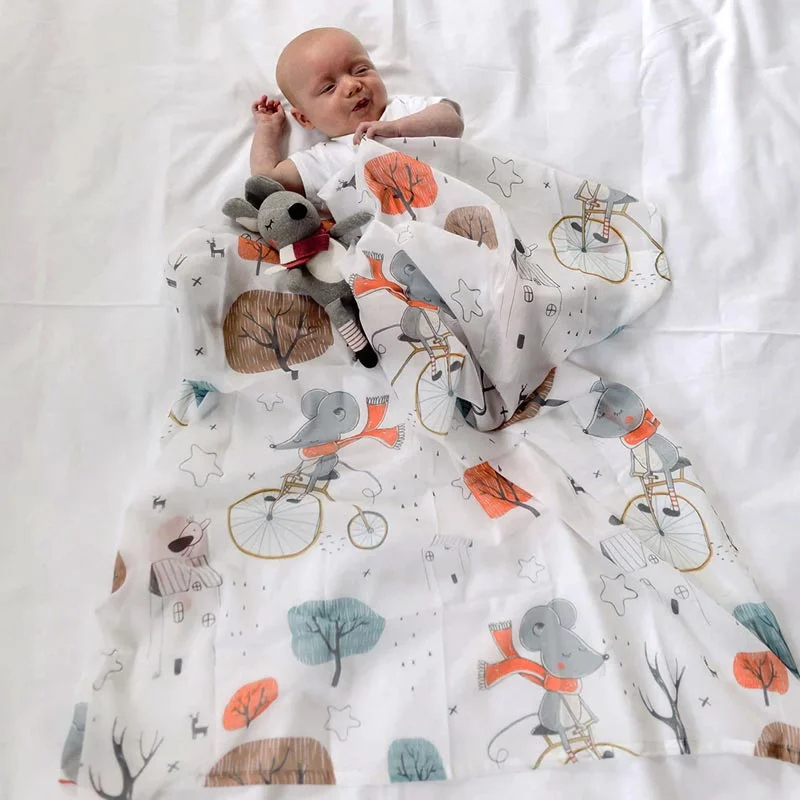 Maisie Mouse Baby Muslin Swaddle